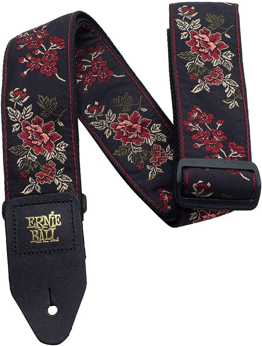 Ernie Ball Classic Jacquard Guitar Or Bass Strap in Red Rose