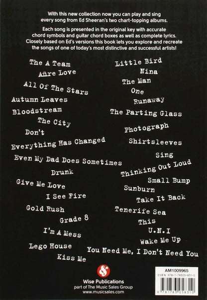 Ed Sheeran Guitar Chord Songbook