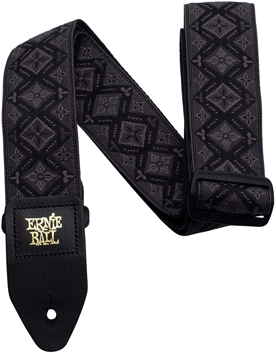 Ernie Ball Jacquard Guitar Strap Or Bass Strap in Regal Black