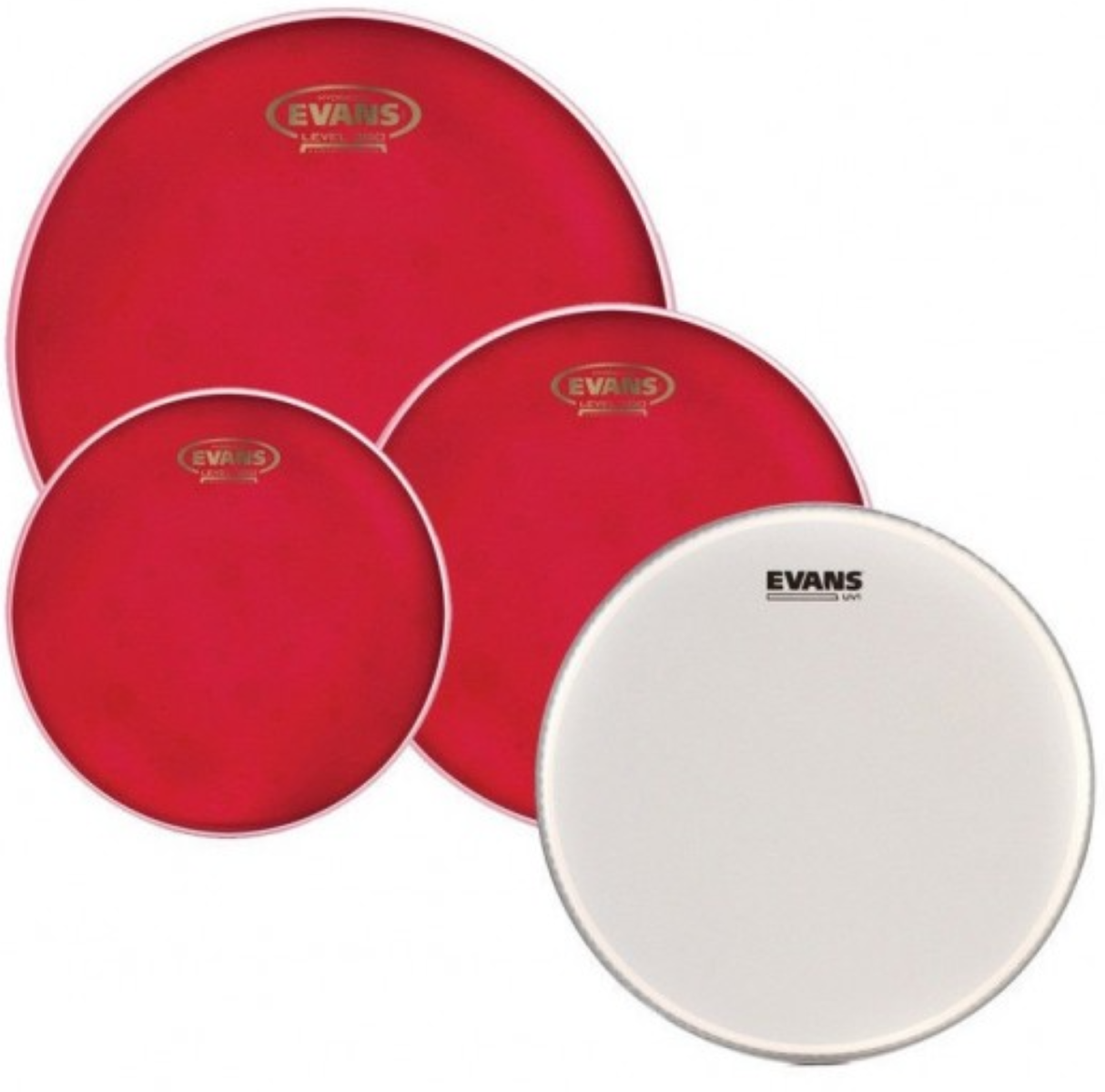 Evans Hydraulic Red Rock Pack 10", 12" and 16" & Evans 14" UV1 Coated Snare Batter