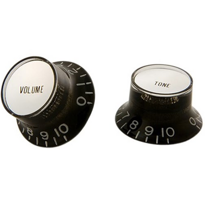 Gibson Top Hat Knobs with Inserts 4PK in Black with Silver Metal Insert