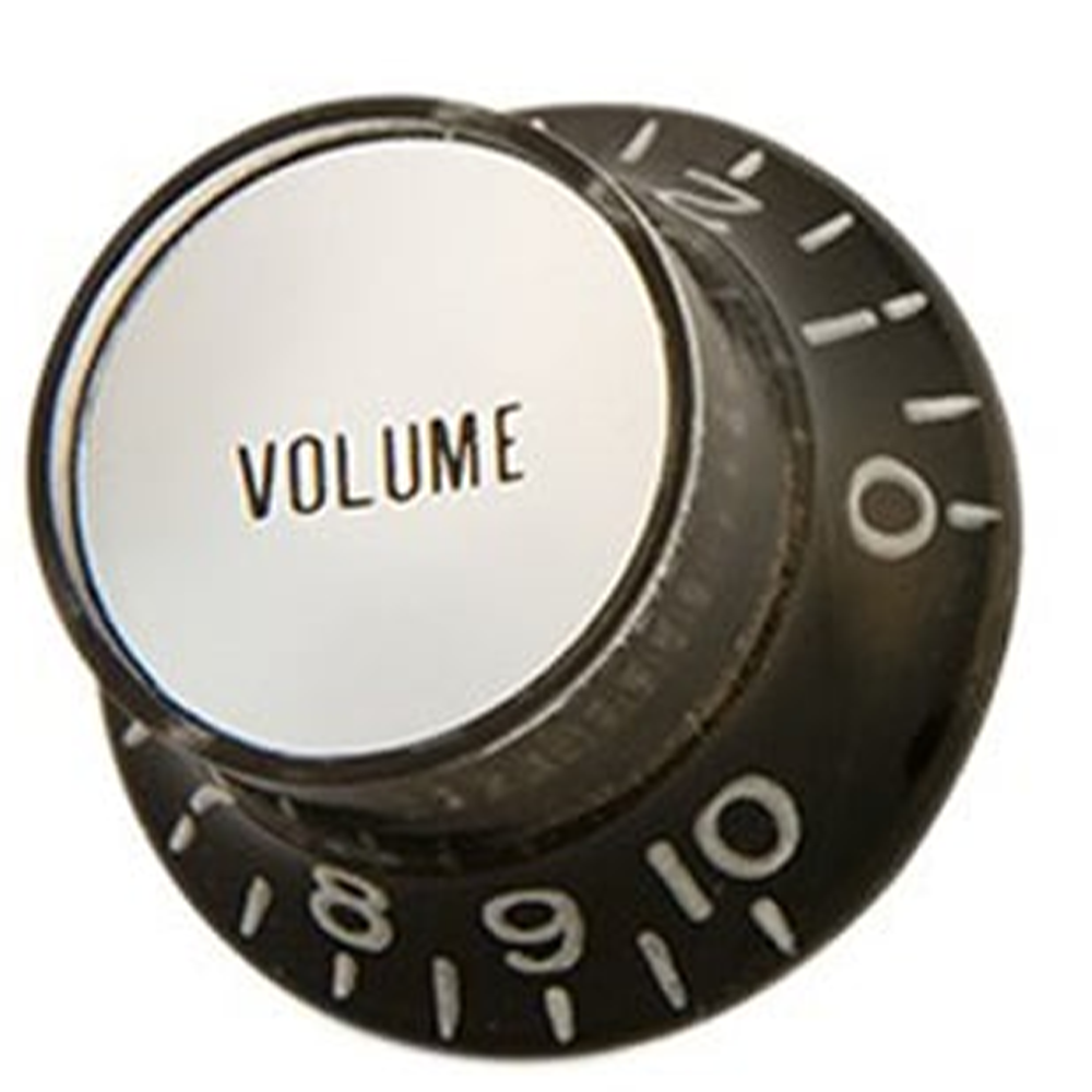 Gibson Top Hat Knobs with Inserts 4PK in Black with Silver Metal Insert