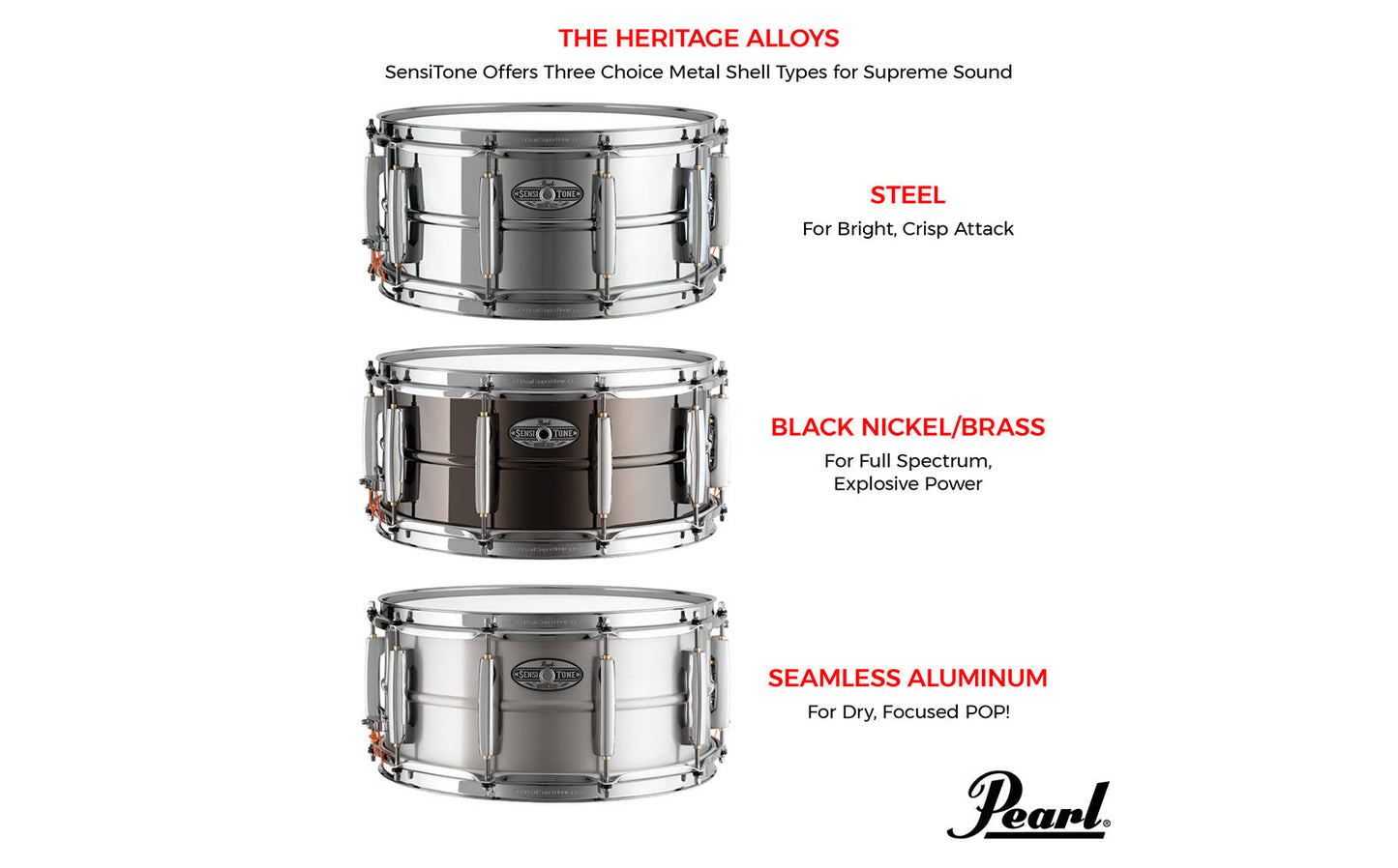 Pearl Sensitone Series 14" x 6.5" Heritage Alloy Black Brass Snare Drum
