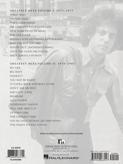 Billy Joel Greatest Hits Volume I & II PVG ED Rosenthal