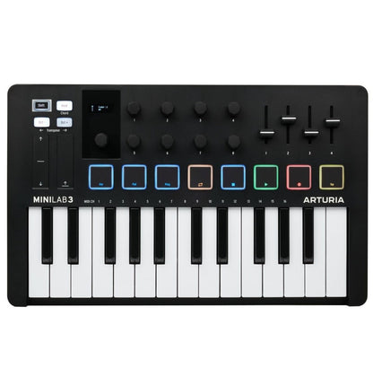 Arturia MiniLAB 3 Compact MIDI Keyboard & Pad Controller in Black