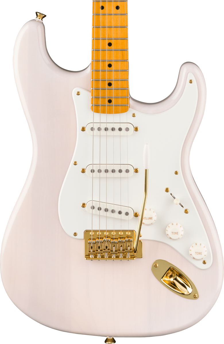 Squier FSR Classic Vibe '50s Stratocaster, Maple Fingerboard, Parchment Pickguard in Gold Hardware, White Blonde