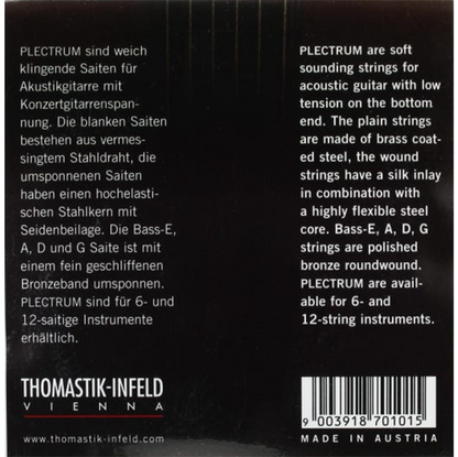Thomastik Plectrum Acoustic Guitar Strings Set Medium .013-.061 Gauge