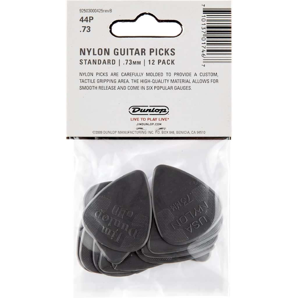 JIm Dunlop Nylon Standard Guitar Picks .73mm 12 Pack in Grey