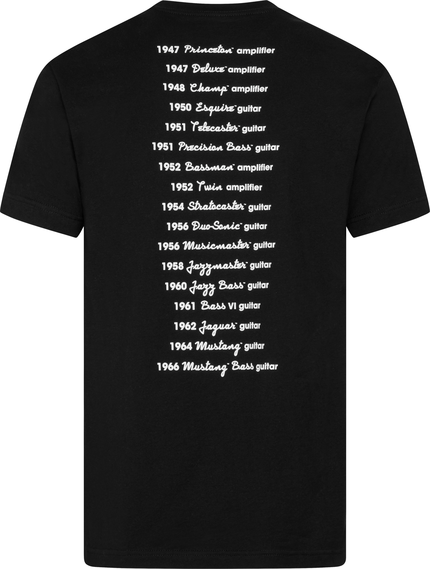Fender Logo Date Back XXL Size T-Shirt in Black