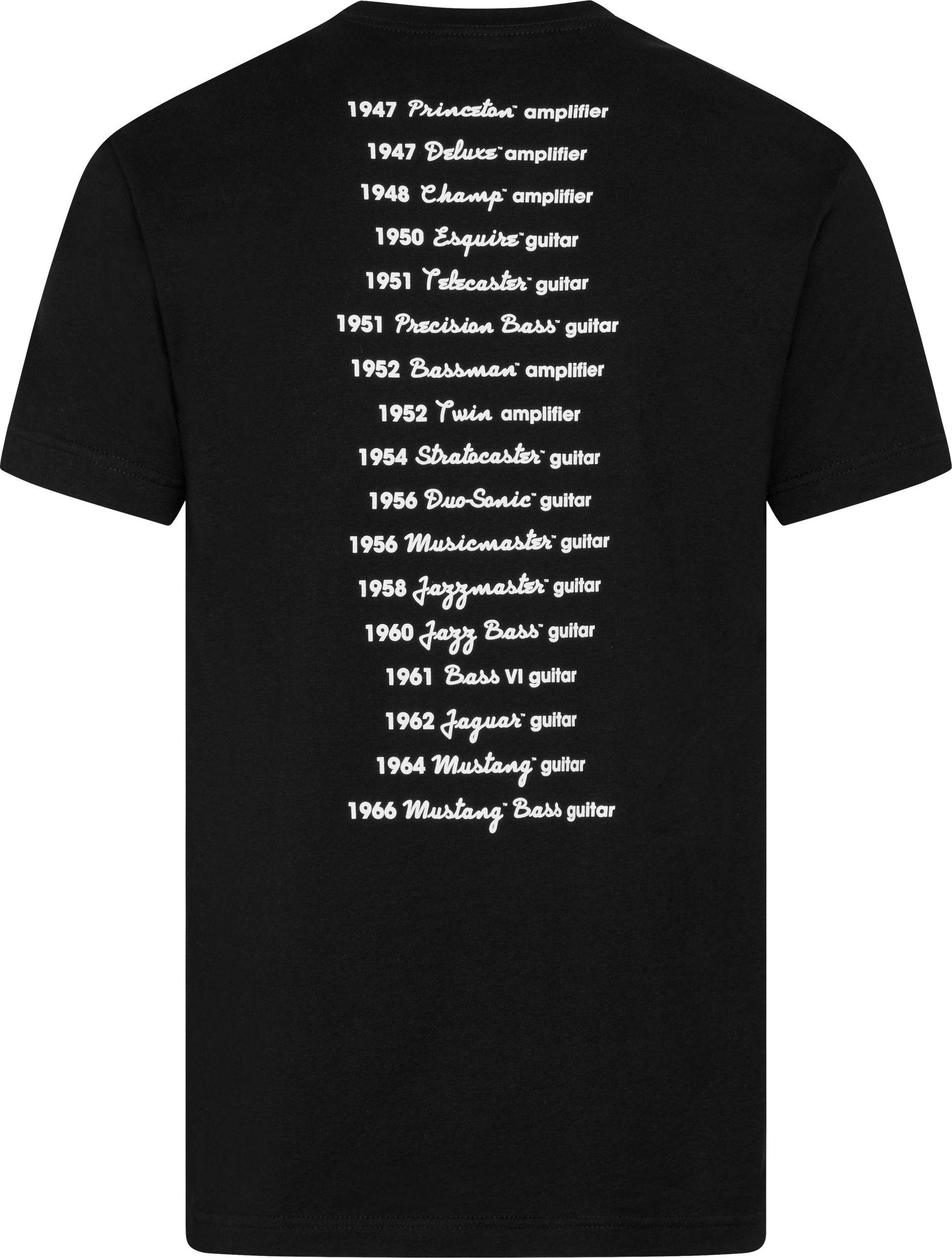 Fender Logo Date Back XXL Size T-Shirt in Black
