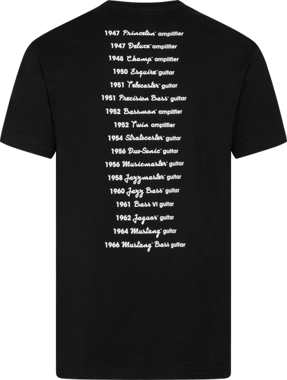 Fender Logo Date Back XXL Size T-Shirt in Black