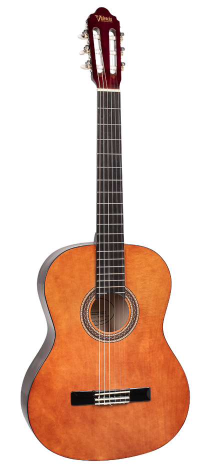 Valencia 4/4 Classical Nylon String Guitar Package in Natural Gloss