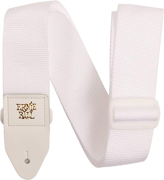 Ernie Ball Polypro Guitar Or Bass Strap in White & White