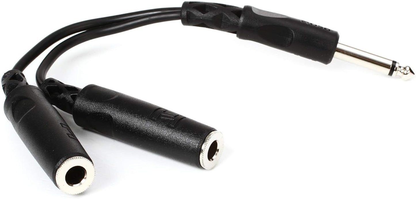 Hosa YPP111 1/4" TS to Dual 1/4" TSF Y Cable
