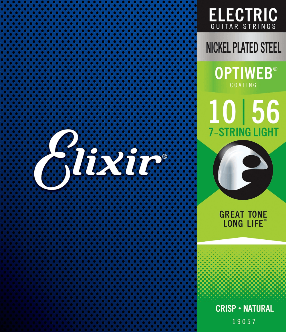 Elixir 19057 Optiweb 7 String Electric Guitar Strings Lite 10-56 Gauge