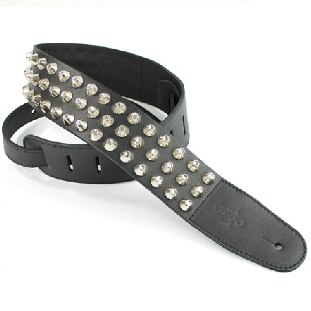 DSL Straps 2.5 Inch Extra Large Round Studs Strap in Black