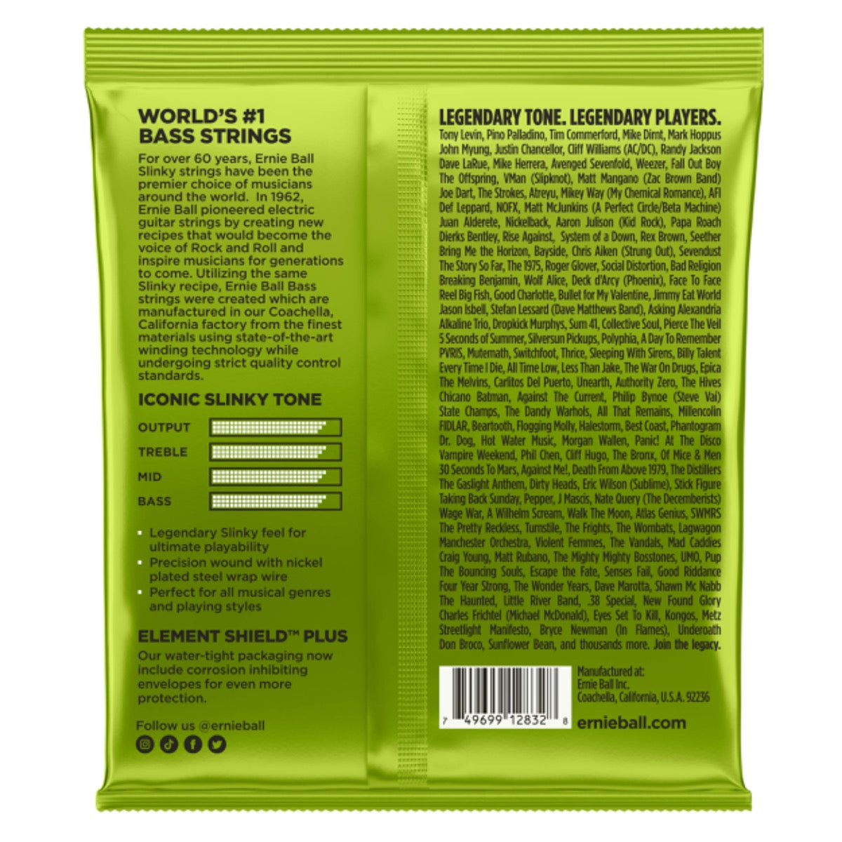 Ernie Ball 2832 Regular Slinky Nickel Wound Bass Guitar Strings, 50-105 Gauge