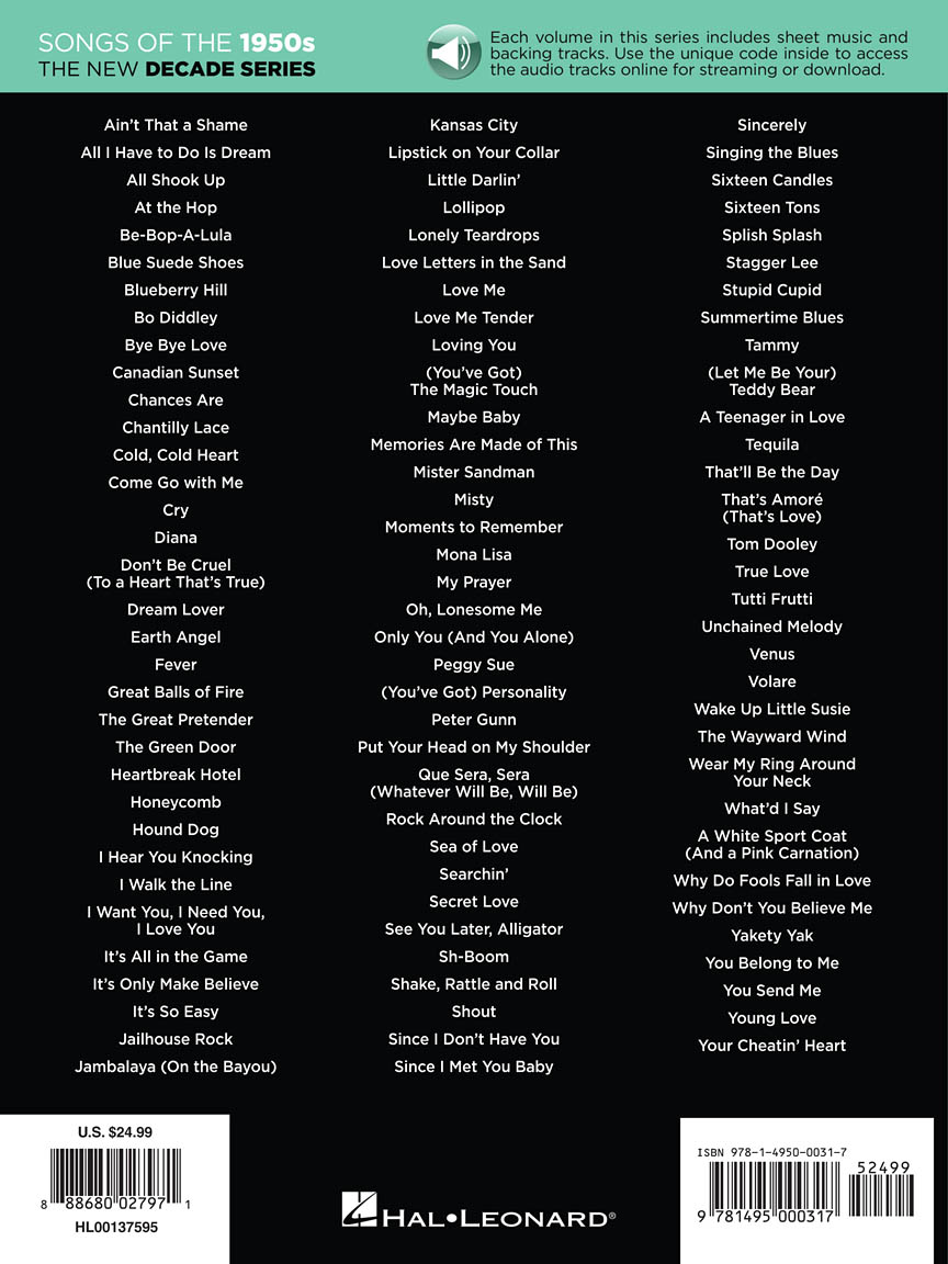Songs of the 1950s The New Decade Series PVG BK/OLA