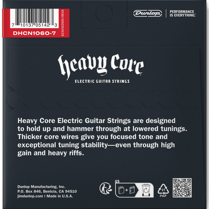 Jim Dunlop Heavy Core 7 String Electric Guitar Strings Set 10-60 Gauge
