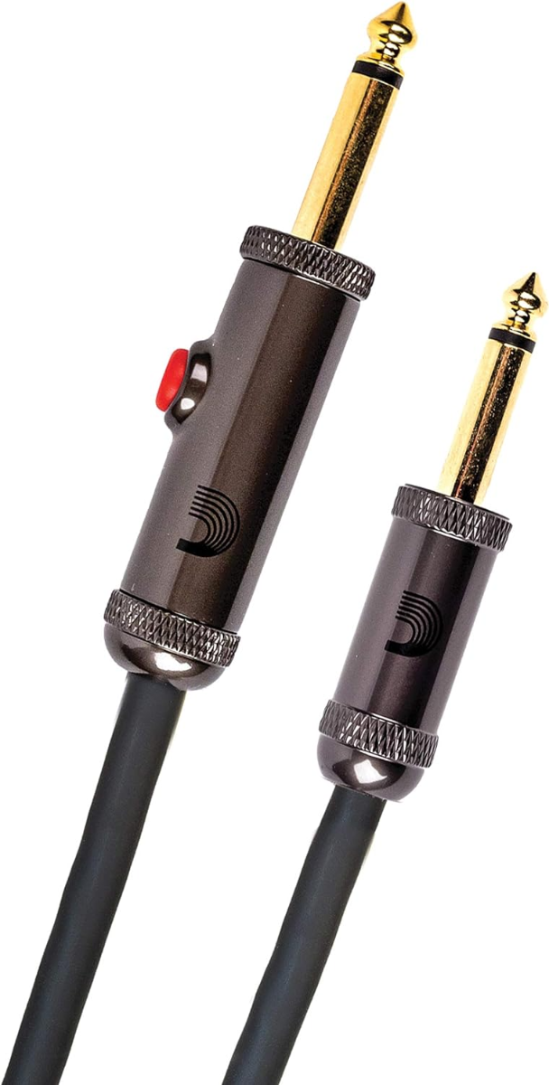 D'Addario Planet Waves 10' Circuit Breaker Straight Plug Latching Switch Instrument Cable in Black