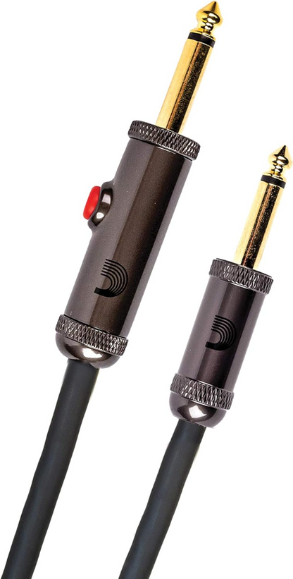 D'Addario Planet Waves 15' Circuit Breaker Straight Plug Latching Switch Instrument Cable in Black