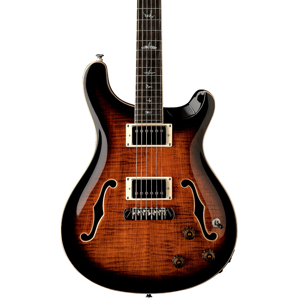 PRS SE Hollowbody II Piezo Electric Guitar in Orange Tiger Smoke Burst