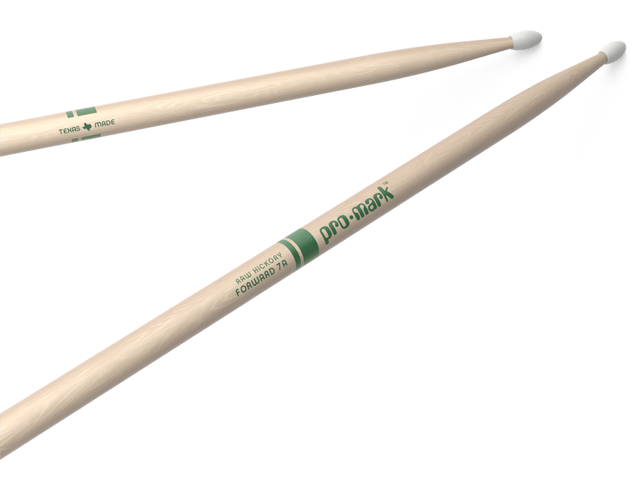 Promark Forward 7A Raw Hickory Nylon Tip Natural Drumsticks