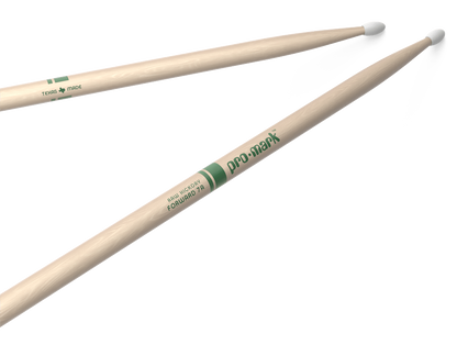 Promark Forward 7A Raw Hickory Nylon Tip Natural Drumsticks