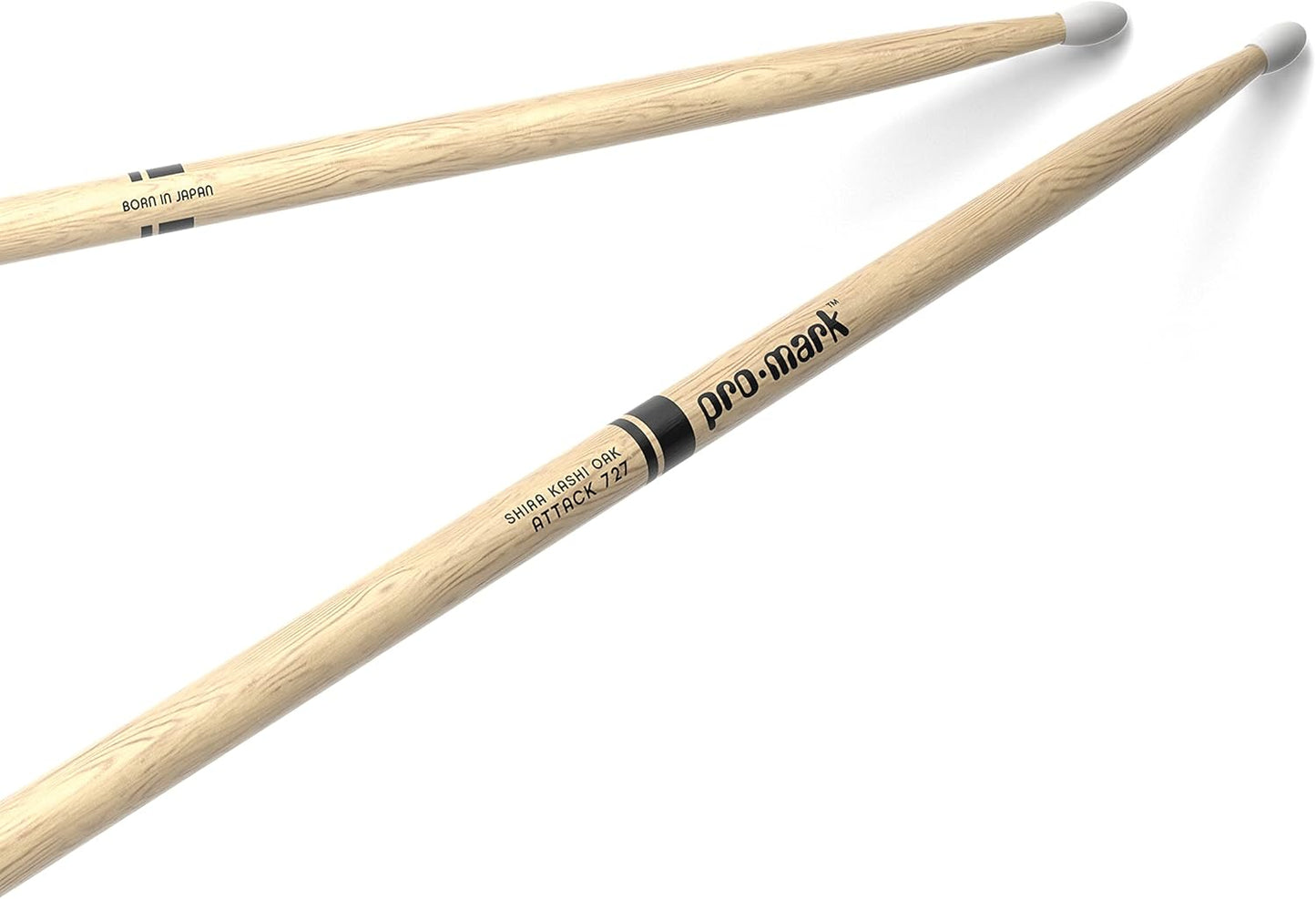 Promark Attack 727 Lacquered Shira Kashi Oak Nylon Tip DrumSticks