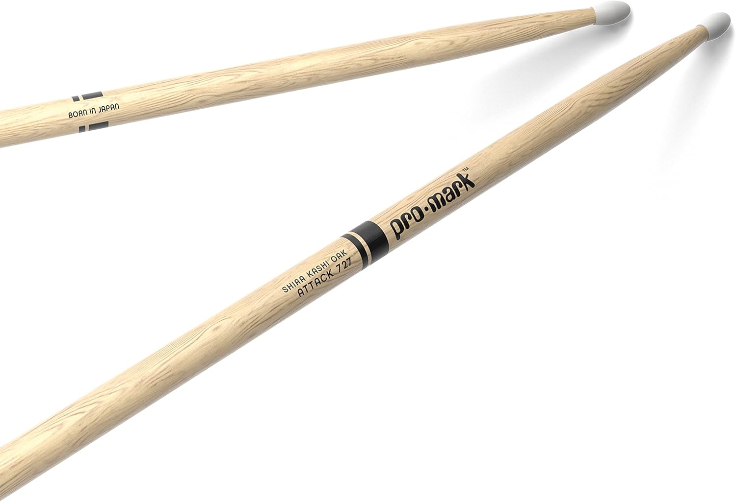 Promark Attack 727 Lacquered Shira Kashi Oak Nylon Tip DrumSticks