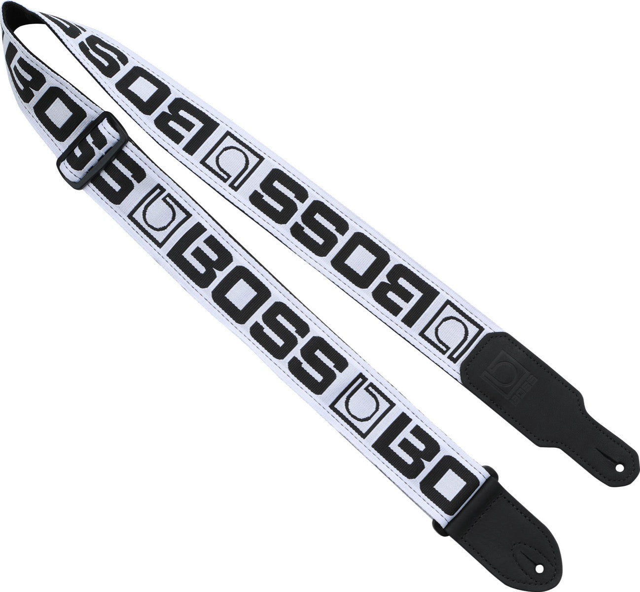 BOSS Monogram Guitar Strap in White & Black Logo