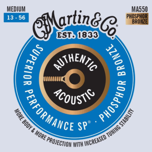 Martin Strings MA550 Authentic Acoustic SP 92/8 Phosphor Bronze Guitar String 13-56 Gauges