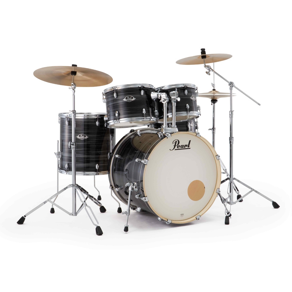 Pearl Export Plus 5-Piece Rock Drum Kit with Cymbal Pack in Graphite Silver Twist