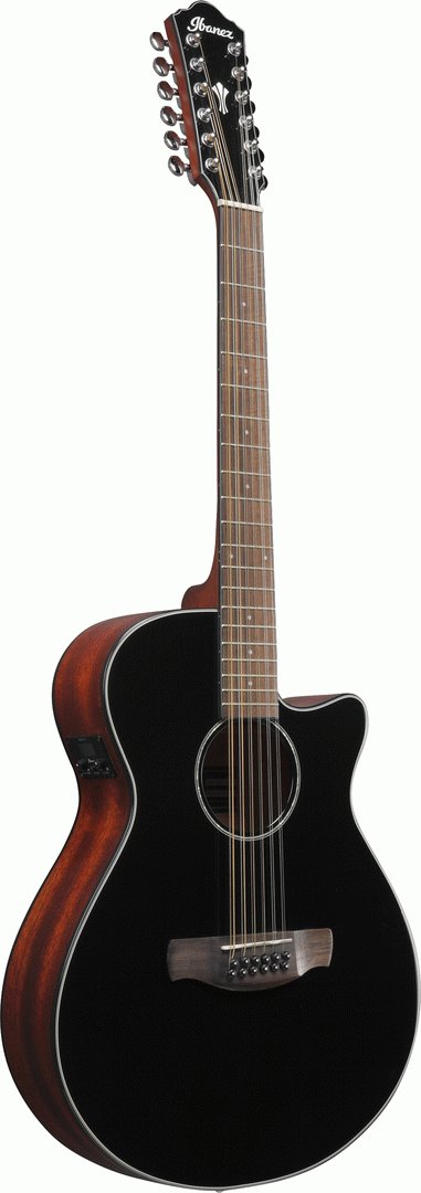 Ibanez AEG5012 12 String Acoustic Electric Guitar in Black High Gloss