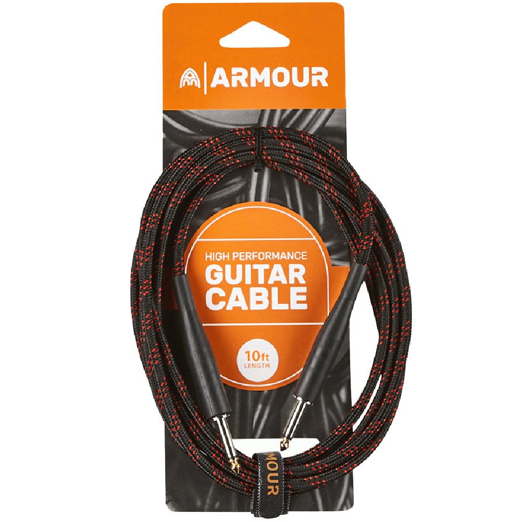 Armour GW10R 10 Foot Guitar Lead in Woven Red Stripe