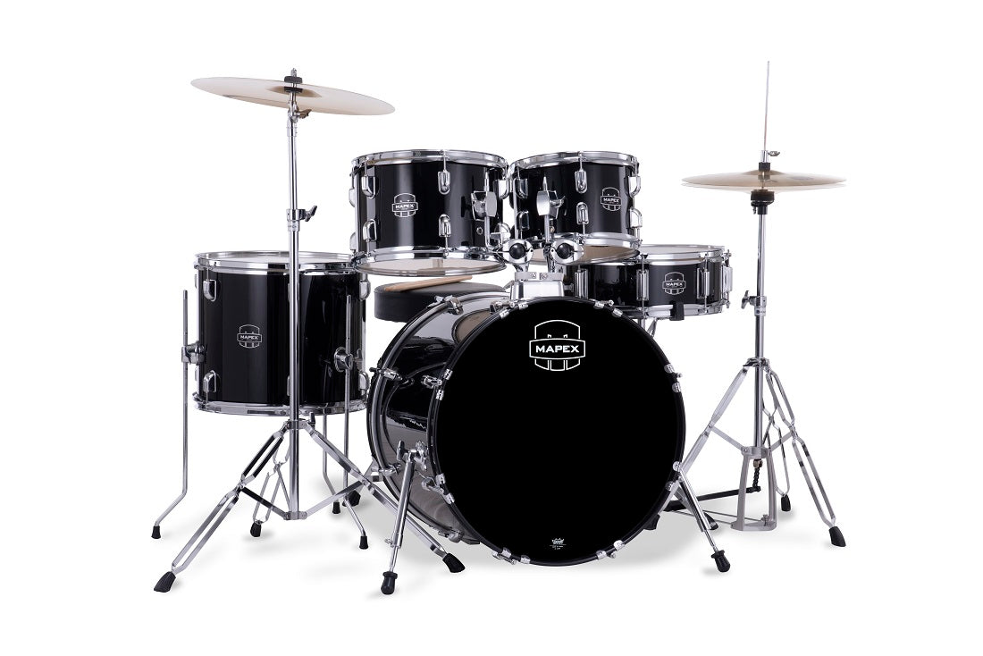 Mapex Comet 5-Piece Kit (20" Bass Drum) w/ Hardware and Cymbals in Dark Black