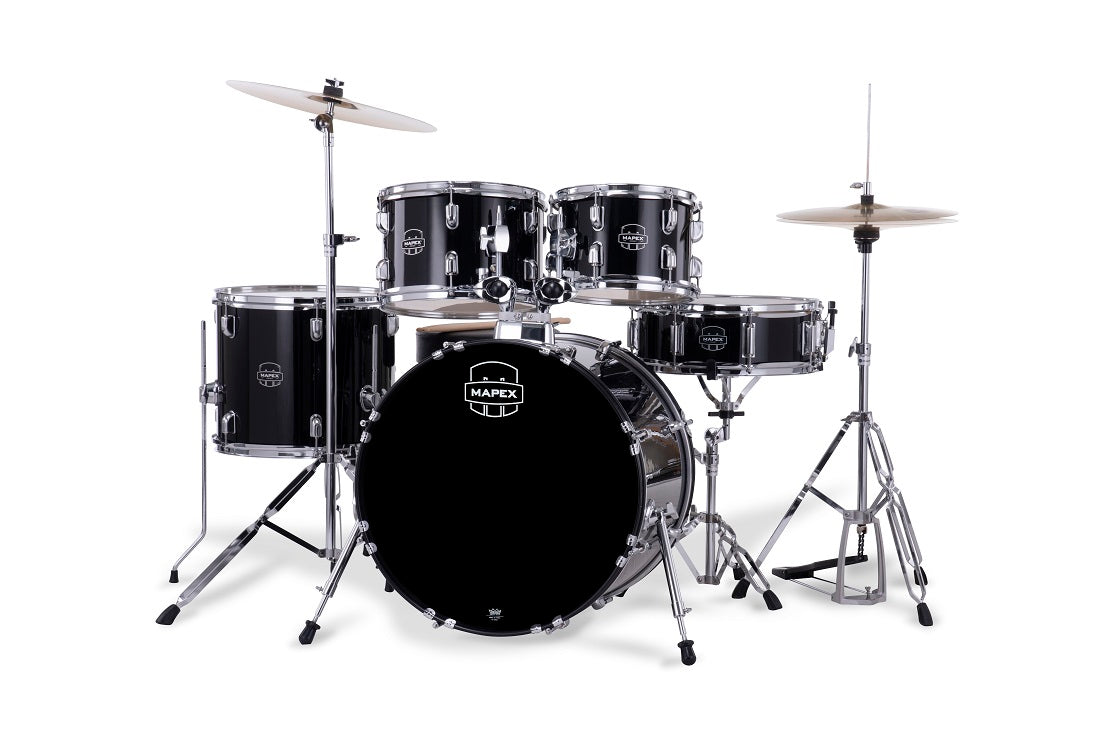 Mapex Comet 5-Piece Kit (20" Bass Drum) w/ Hardware and Cymbals in Dark Black