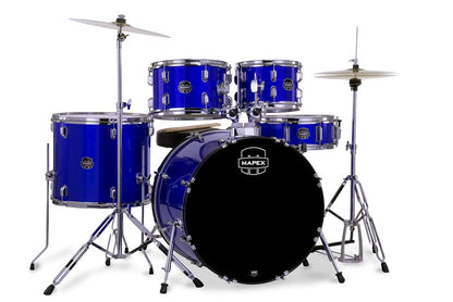 Mapex Comet 5-Piece Rock Drum Kit (22" Bass Drum) w/Cymbals and Hardware in Indigo Blue