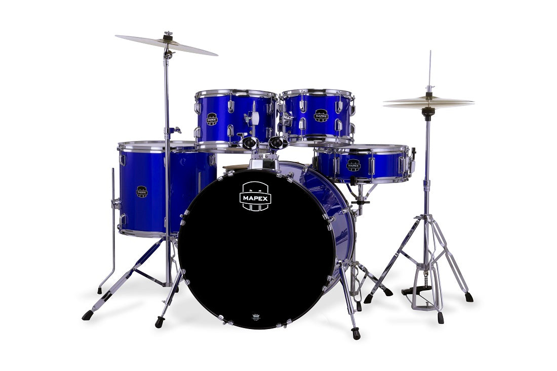Mapex Comet 5-Piece Rock Drum Kit (22" Bass Drum) w/Cymbals and Hardware in Indigo Blue