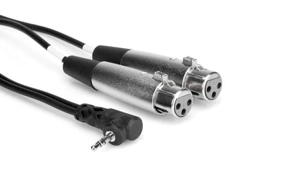 HOSA CYX402F Microphone Cable Dual XLR3F to Right Angle 3.5 mm TRS 2Ft