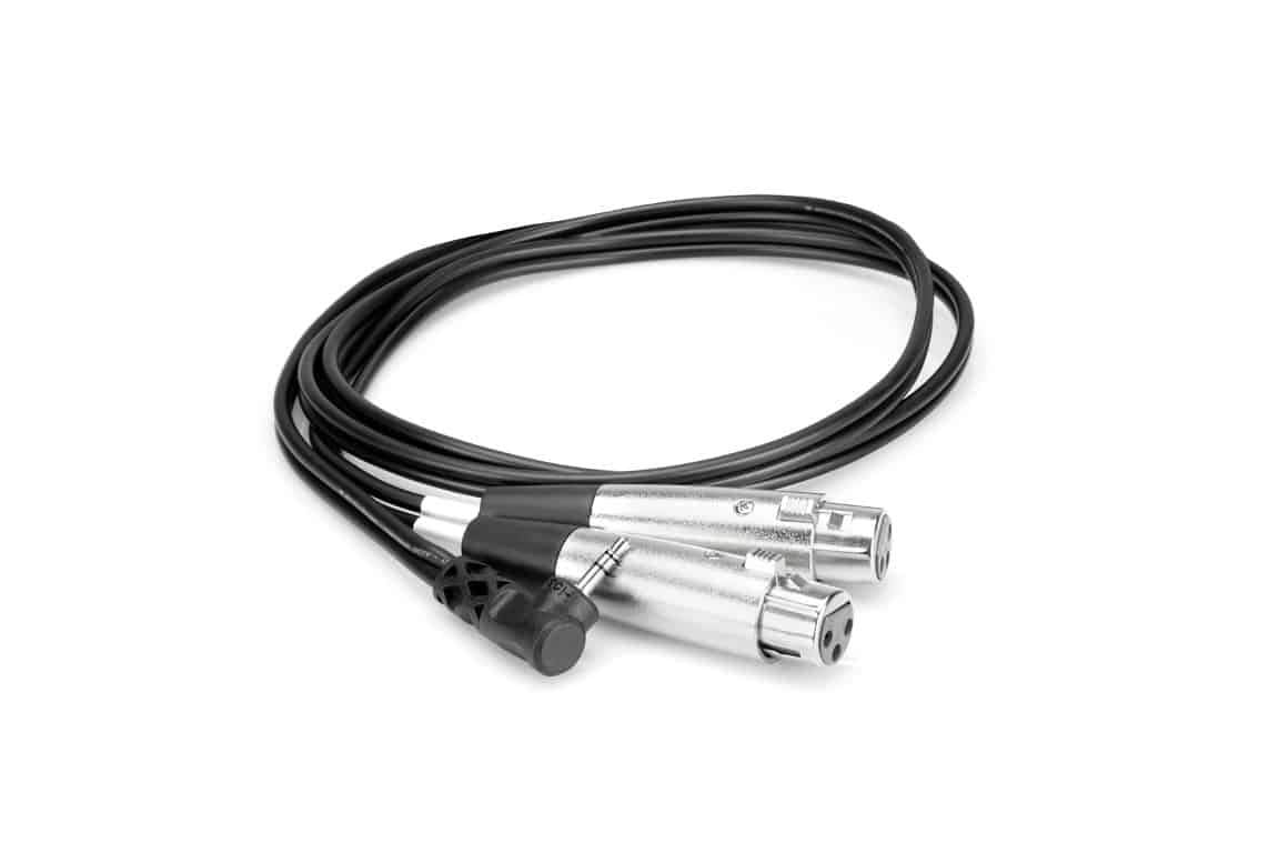 HOSA CYX405F Microphone Cable Dual XLR3F to Right Angle 3.5 mm TRS 5Ft