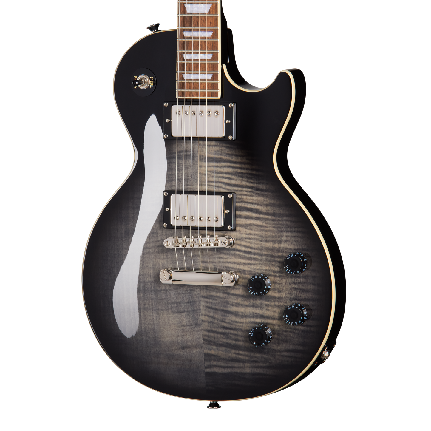 Epiphone Les Paul Tribute Plus Electric Guitar in Transparent Ebony Burst