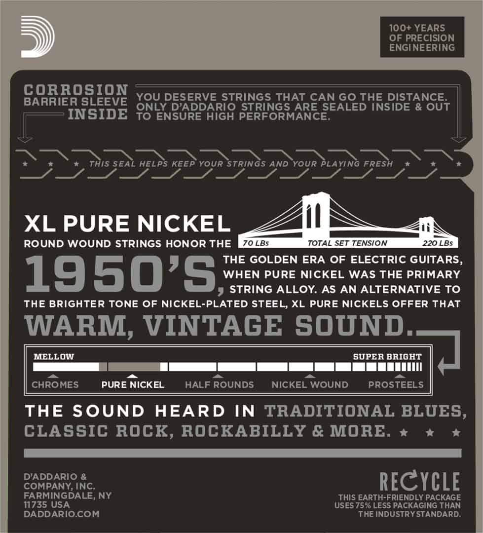 D'Addario EPN120 Pure Nickel Electric Guitar Strings Super Light 9-41 Gauge