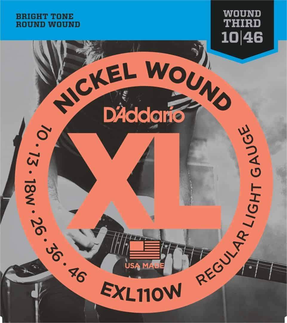 D'Addario EXL110W Nickel Wound Electric Guitar Strings Regular Light 10-46 Gauge