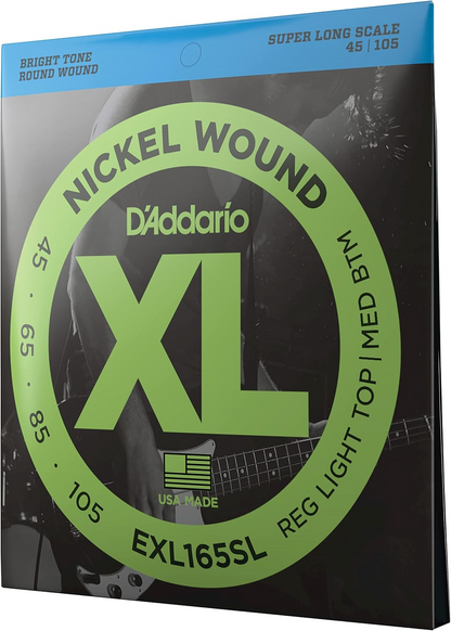 D'Addario EXL165SL Regular Light Top/Medium Bottom Super Long Scale Bass Strings 45-105 Gauge