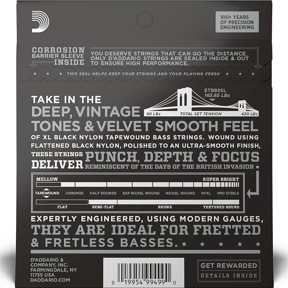 D'Addario EXL165SL Regular Light Top/Medium Bottom Super Long Scale Bass Strings 45-105 Gauge