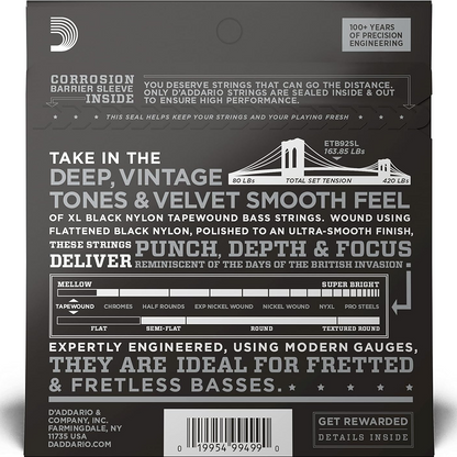 D'Addario EXL165SL Regular Light Top/Medium Bottom Super Long Scale Bass Strings 45-105 Gauge