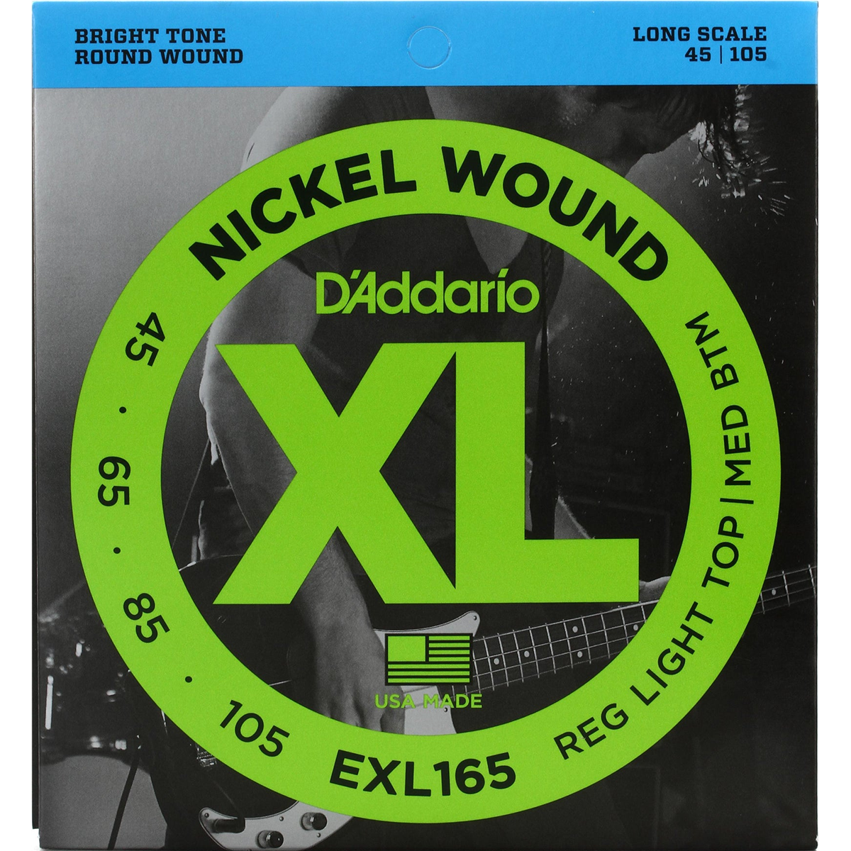 D'Addario EXL165SL Regular Light Top/Medium Bottom Super Long Scale Bass Strings 45-105 Gauge