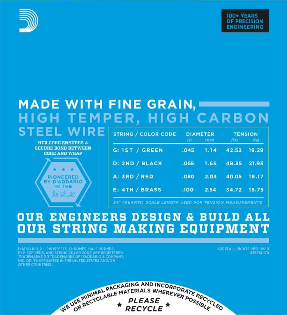 D'Addario EXL170 Regular Light Long Scale Bass Strings 45-100 Gauge