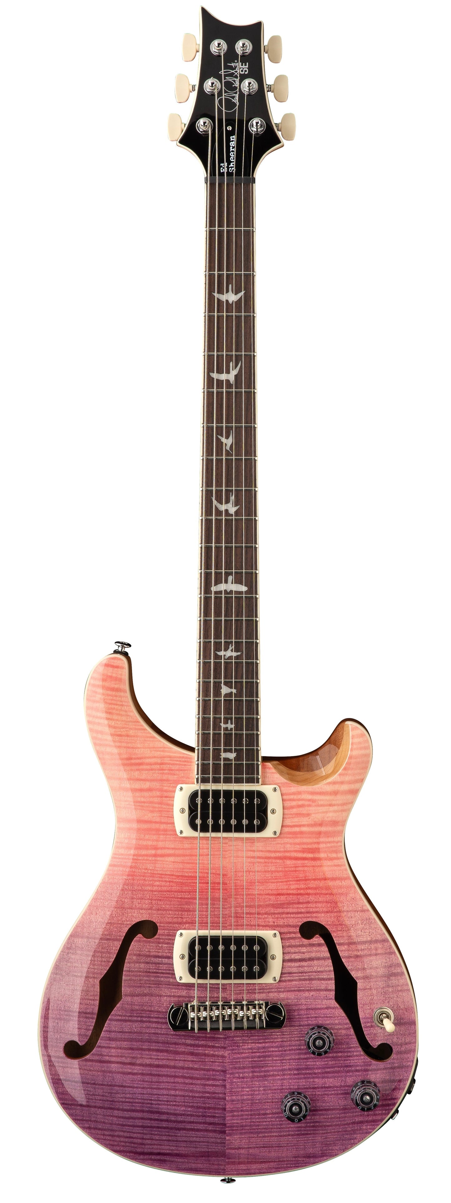 PRS SE Ed Sheeran Hollowbody I Piezo Baritone Electric Guitar in Pink Ombre